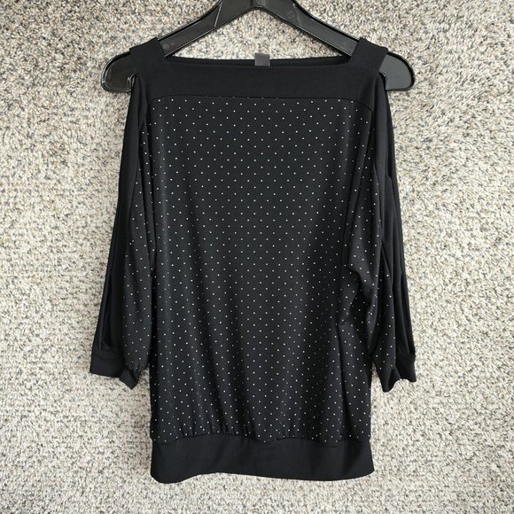 Chico's Tops - Chicos Travelers Top Womens 0 US Small‎ Black Embellished Cold Shoulder Ladies